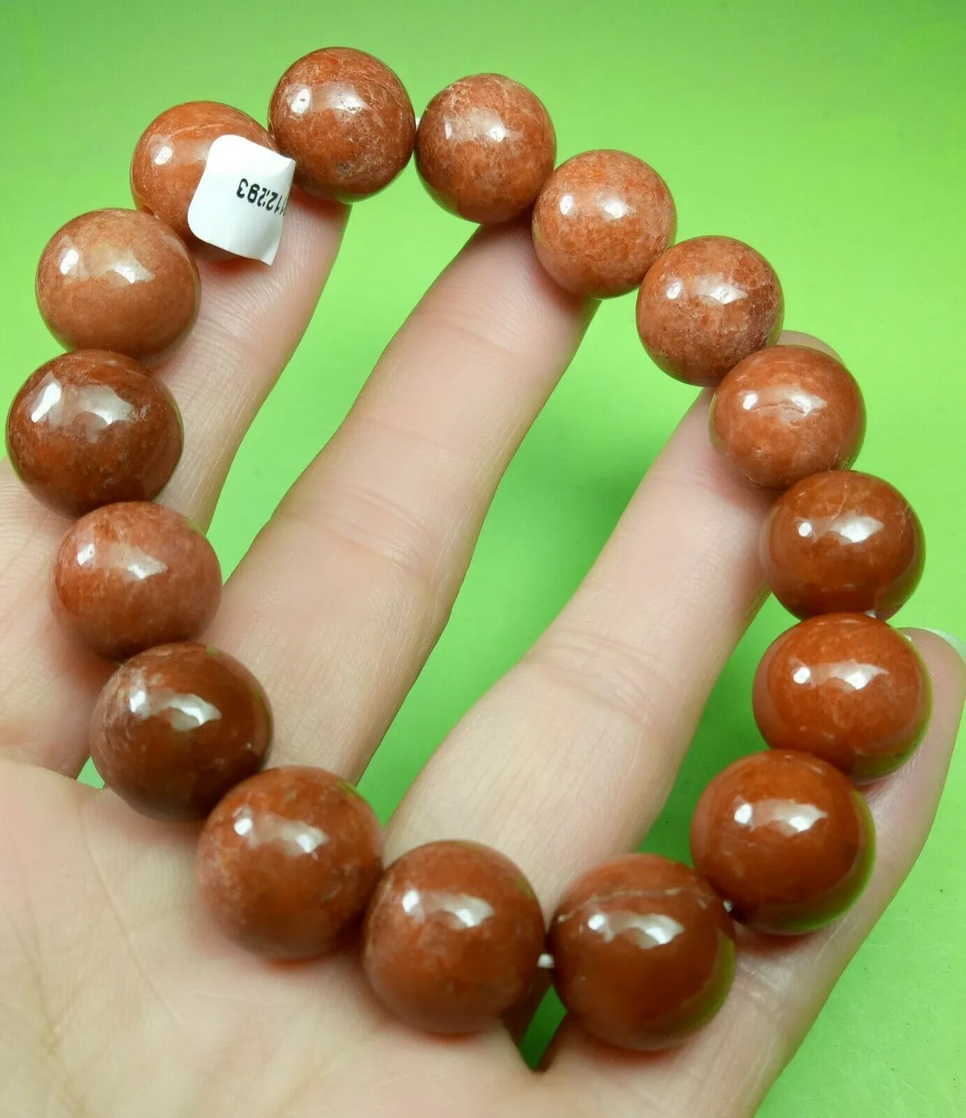 10% OF- 50-63mm Certified Natural Lavender Red Jadeite Emerald Jade Carved 13MM LUCKY Beads Stretchy-Bracelet《Grade A》A2293