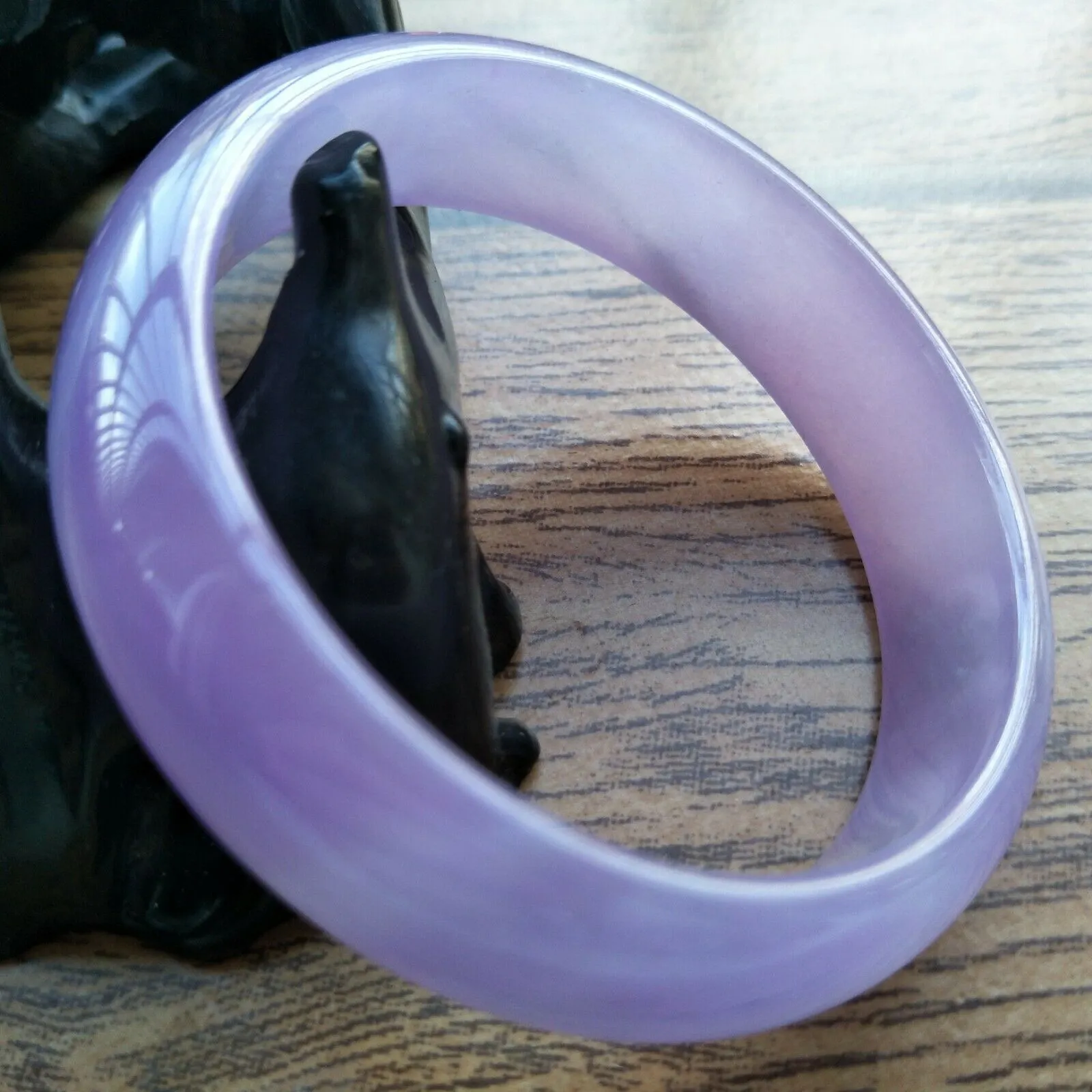 10% OFF- 54/55/56mm Certified Natural Lavender Purple Jadeite Emerald A*Jade HandCarved Lucky Bracelet Bangle F109