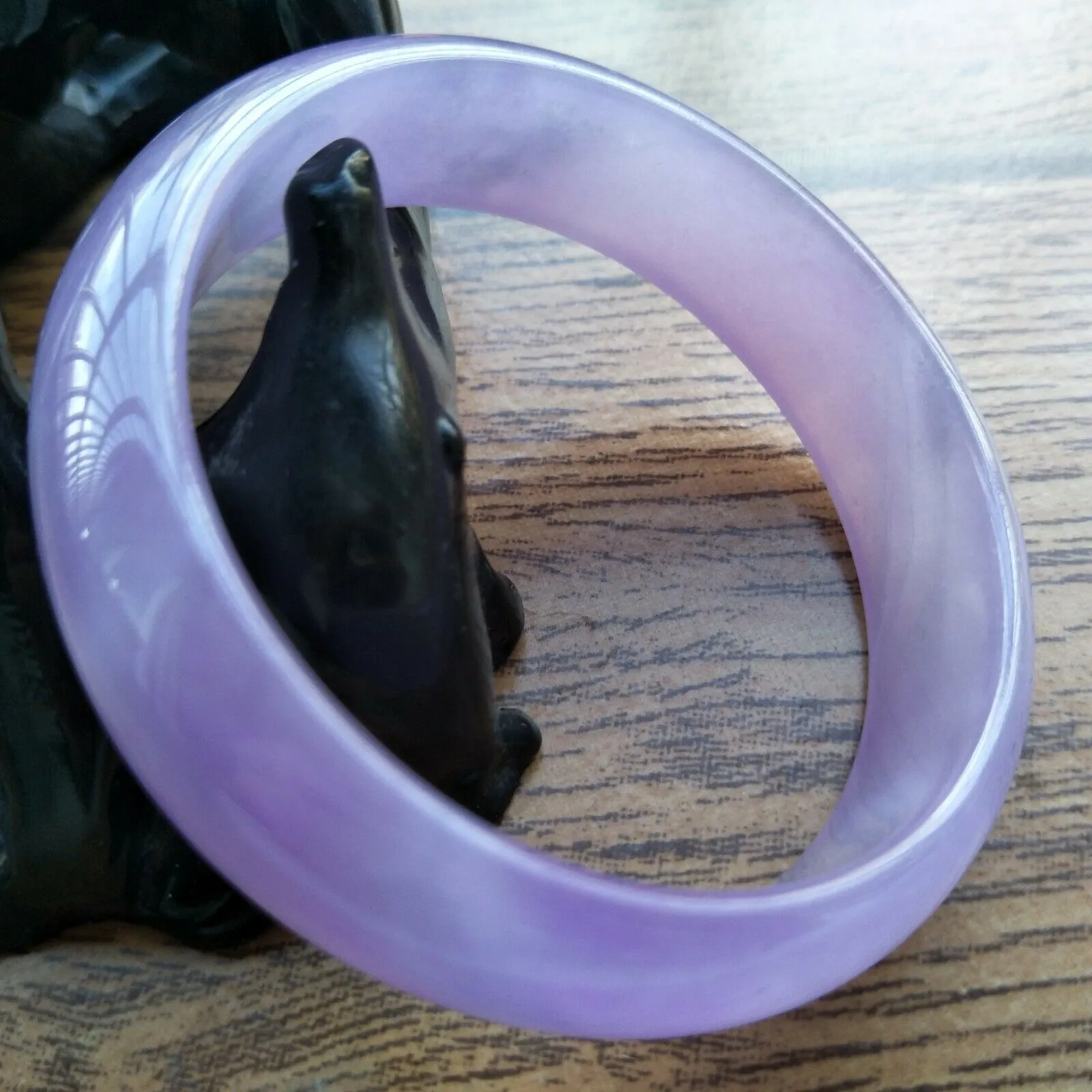 10% OFF- 54/55/56mm Certified Natural Lavender Purple Jadeite Emerald A*Jade HandCarved Lucky Bracelet Bangle F109