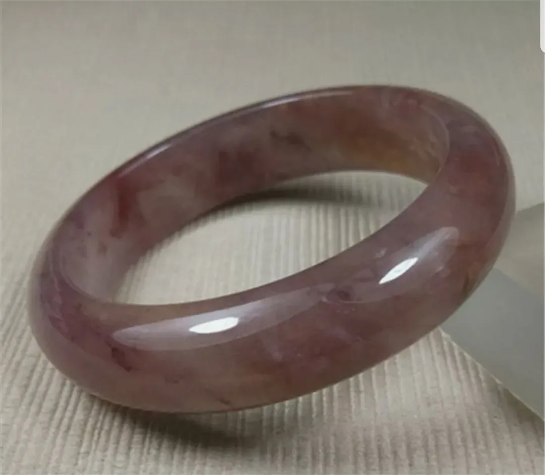 10% OFF- 55/56/57mm Certified Natural Lavender Gold Silk Jadeite Emerald A*Jade HandCarved Bracelet Bangle A778