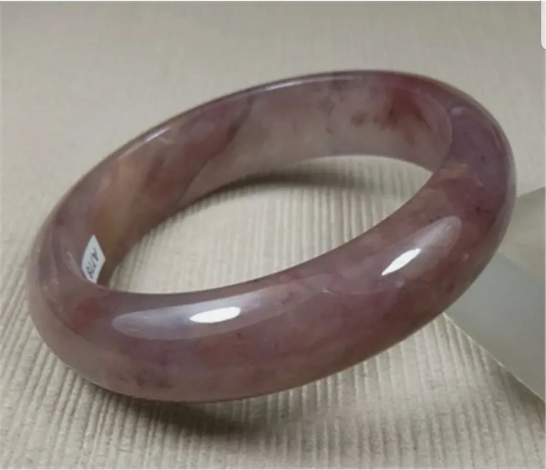10% OFF- 55/56/57mm Certified Natural Lavender Gold Silk Jadeite Emerald A*Jade HandCarved Bracelet Bangle A778