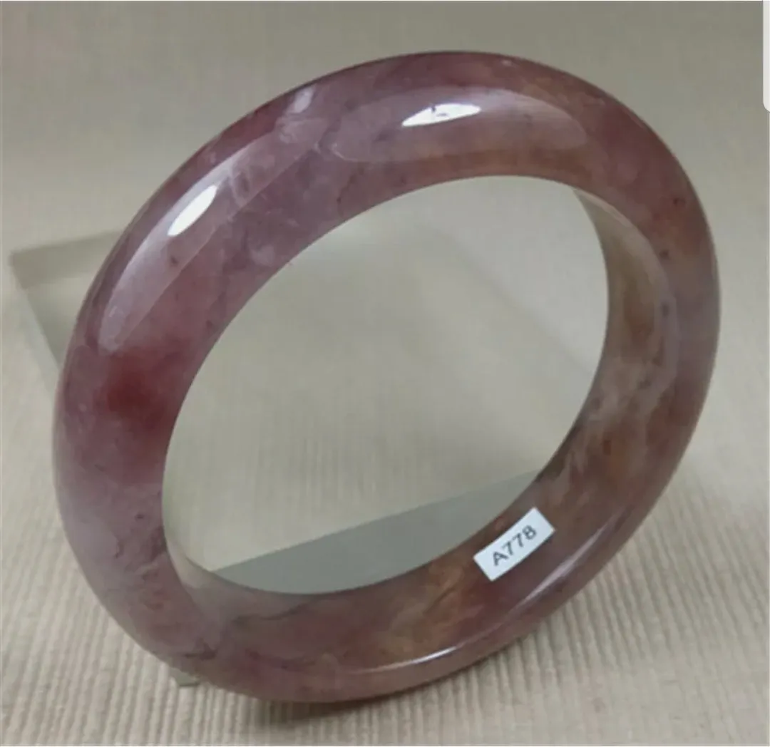 10% OFF- 55/56/57mm Certified Natural Lavender Gold Silk Jadeite Emerald A*Jade HandCarved Bracelet Bangle A778