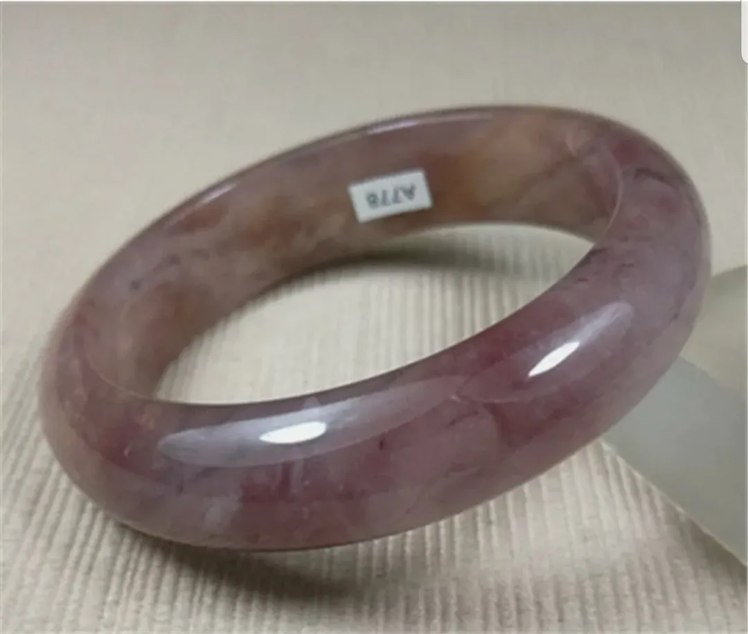 10% OFF- 55/56/57mm Certified Natural Lavender Gold Silk Jadeite Emerald A*Jade HandCarved Bracelet Bangle A778