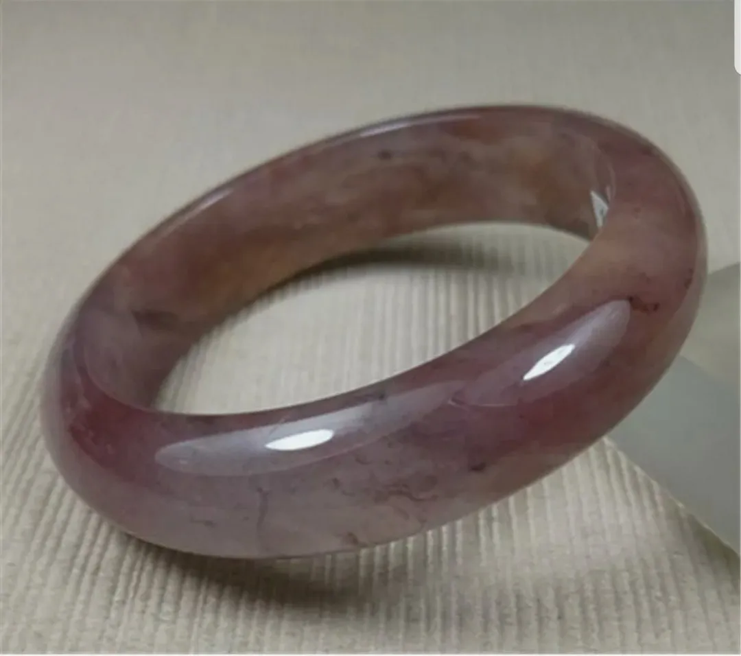 10% OFF- 55/56/57mm Certified Natural Lavender Gold Silk Jadeite Emerald A*Jade HandCarved Bracelet Bangle A778