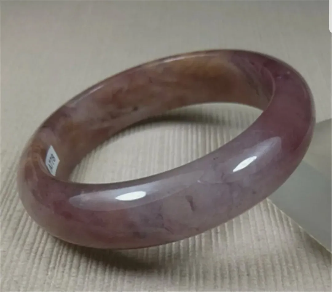 10% OFF- 55/56/57mm Certified Natural Lavender Gold Silk Jadeite Emerald A*Jade HandCarved Bracelet Bangle A778