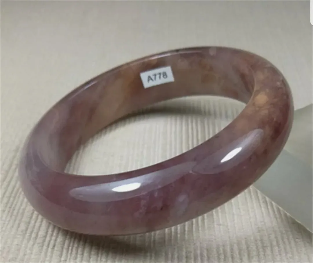 10% OFF- 55/56/57mm Certified Natural Lavender Gold Silk Jadeite Emerald A*Jade HandCarved Bracelet Bangle A778