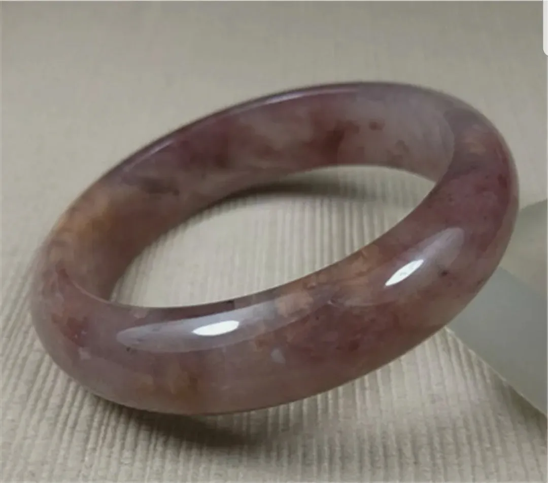 10% OFF- 55/56/57mm Certified Natural Lavender Gold Silk Jadeite Emerald A*Jade HandCarved Bracelet Bangle A778
