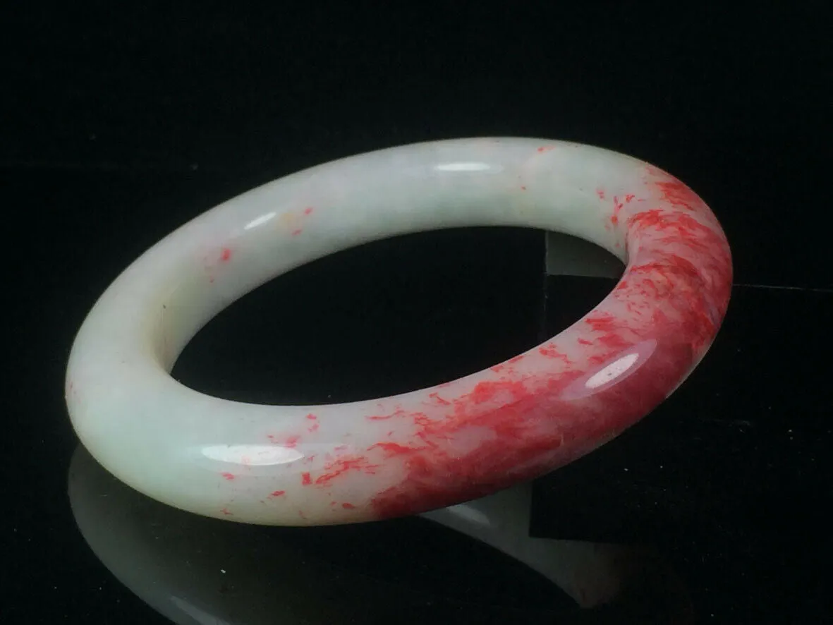 10% OFF- 55/56/57mm Certified Natural Red Jadeite Emerald A*Jade HandCarved Round Jade Bangle A015