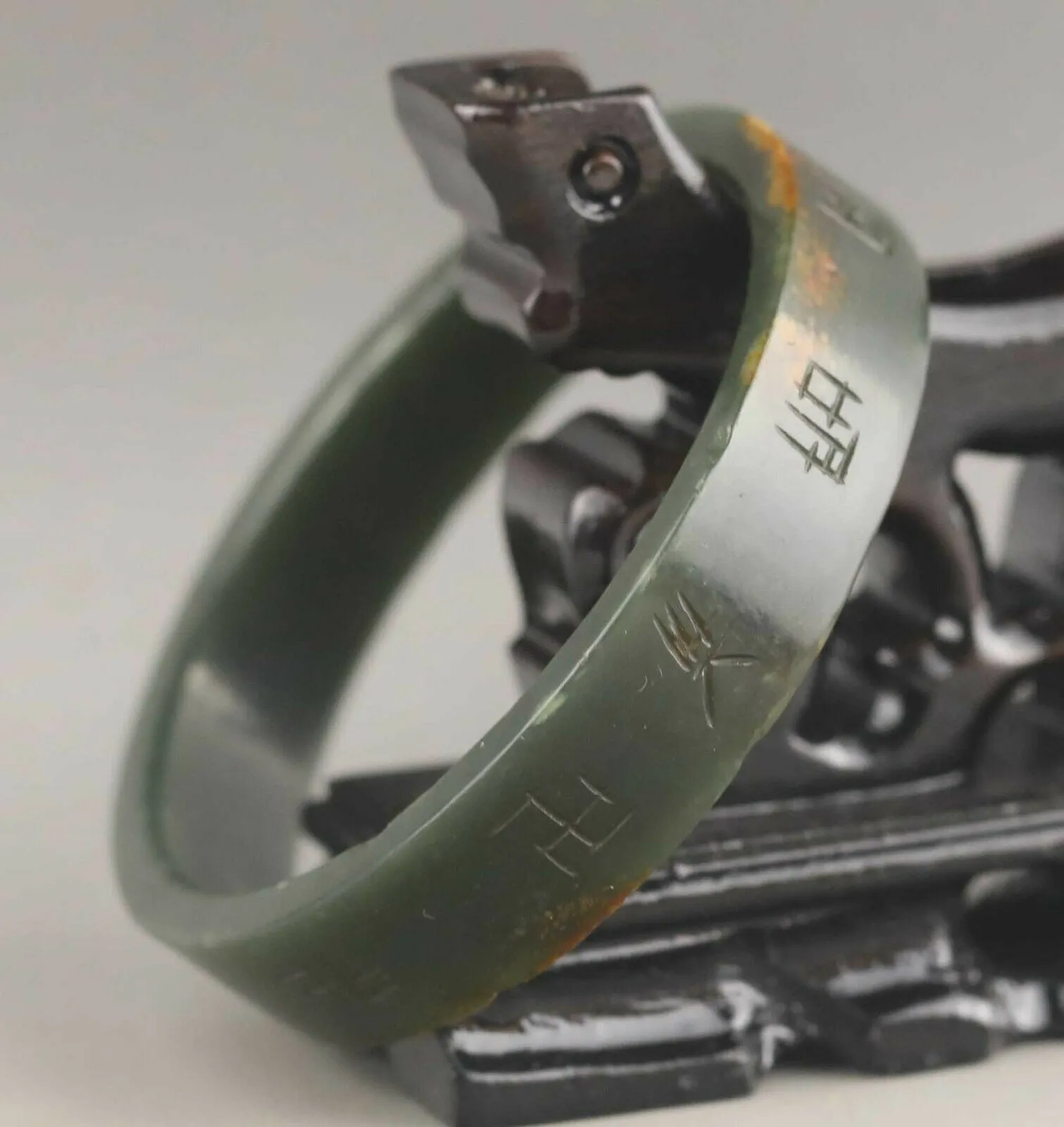 10% OFF- 56/57/58mm Certified Natural Green Jadeite Emerald A Jade HandCarved Lucky Ancient Chinese Letter Bracelet Bangle A1940