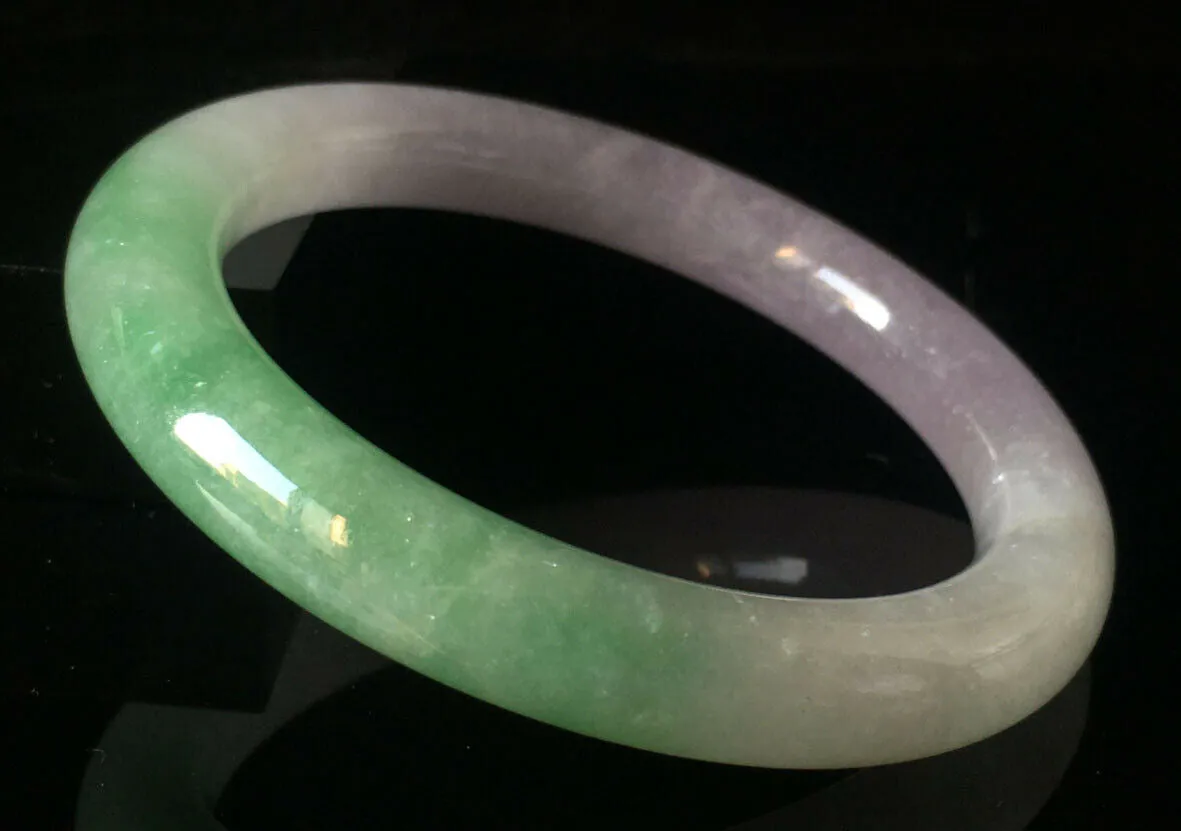 10% OFF- 57/58/59mm Certified Natural 3 Color Jadeite Emerald A*Jade HandCarved Lucky Round Bracelet Bangle GX807