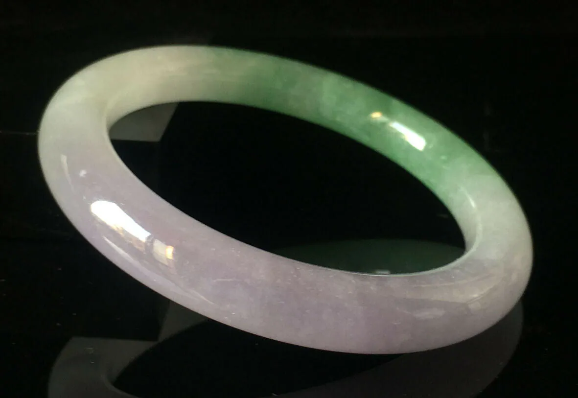 10% OFF- 57/58/59mm Certified Natural 3 Color Jadeite Emerald A*Jade HandCarved Lucky Round Bracelet Bangle GX807