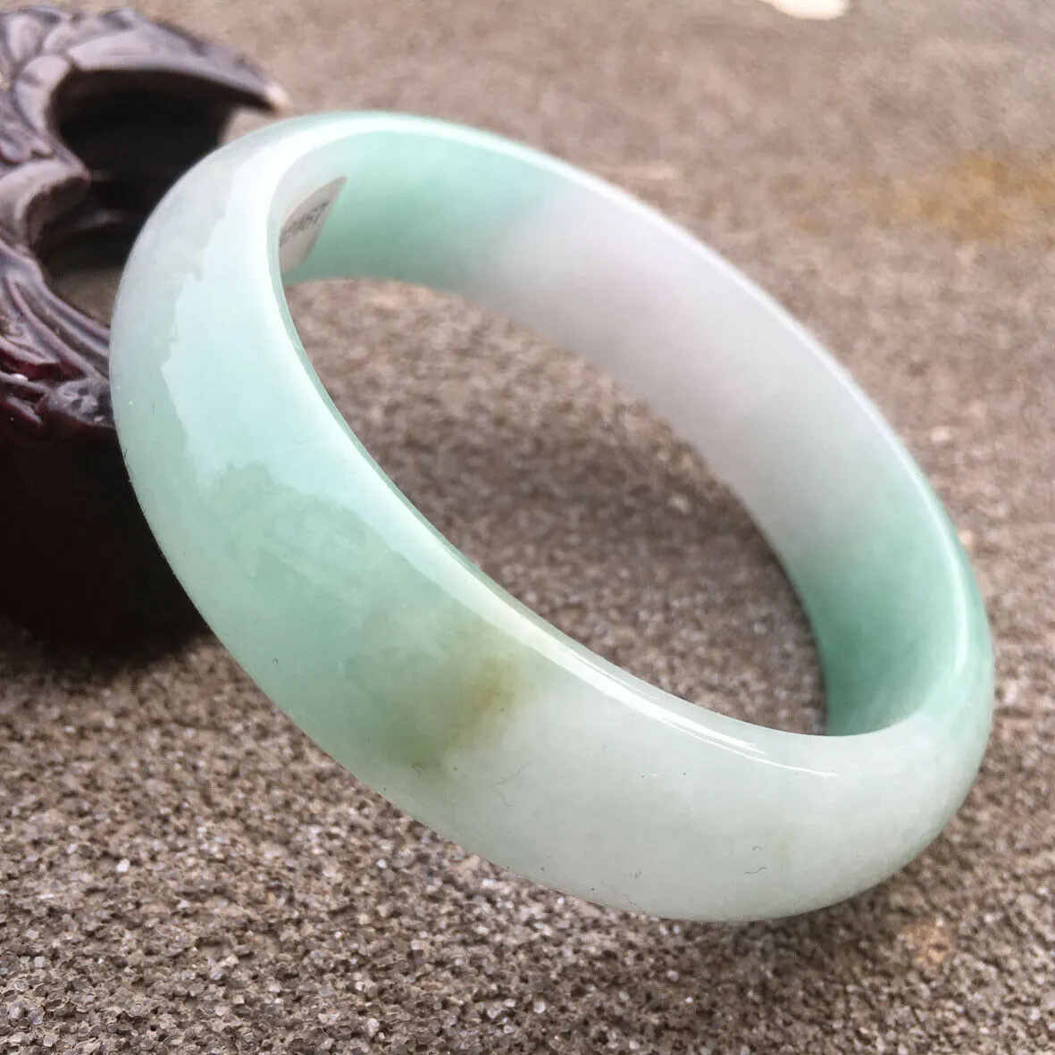 10% OFF- 57/58/59mm Certified Natural Lavender Light Green Jadeite Emerald A Jade HandCarved Lucky Bracelet Bangle GX469