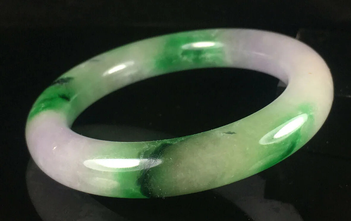 10% OFF- 58/59/60mm Certified Natural 3 Color Jadeite Emerald A*Jade HandCarved Lucky Round Bracelet Bangle GX846