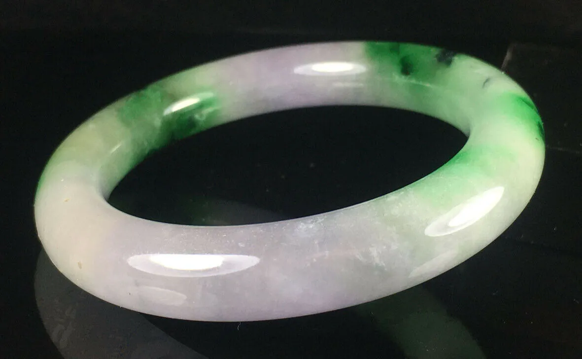 10% OFF- 58/59/60mm Certified Natural 3 Color Jadeite Emerald A*Jade HandCarved Lucky Round Bracelet Bangle GX846