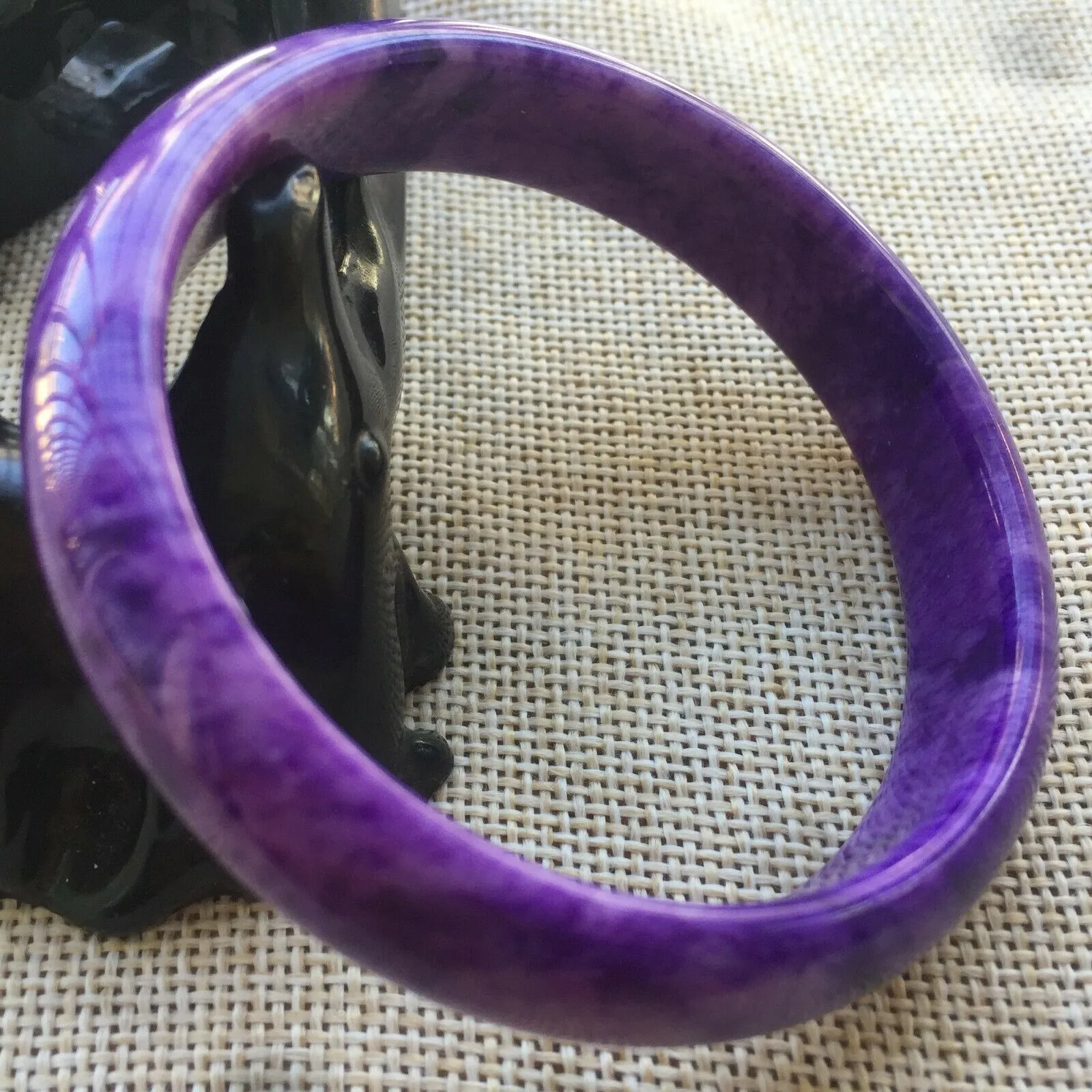 10% OFF- 58/59/60mm Certified Natural Lavender Purple Jadeite Emerald A*Jade HandCarved Lucky Bracelet Bangle A341