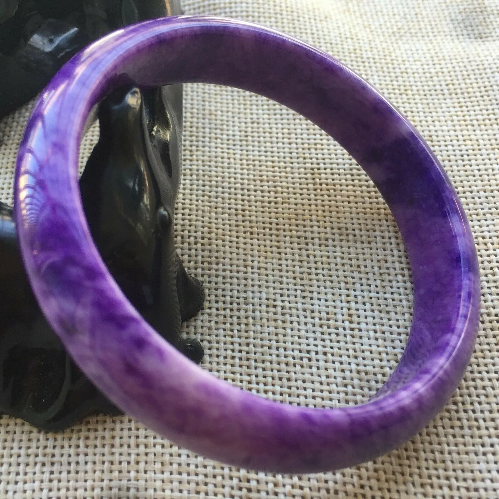 10% OFF- 58/59/60mm Certified Natural Lavender Purple Jadeite Emerald A*Jade HandCarved Lucky Bracelet Bangle A341