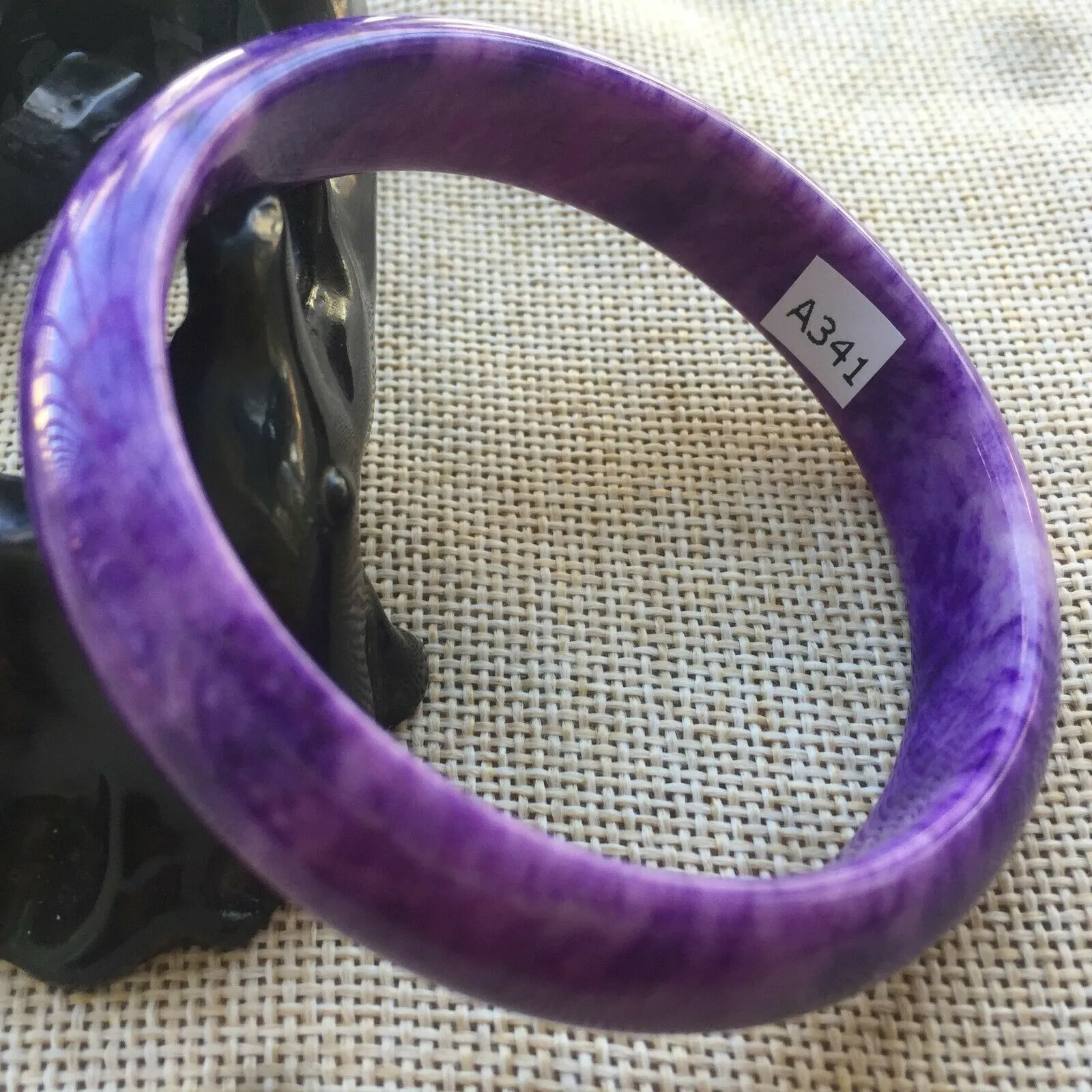 10% OFF- 58/59/60mm Certified Natural Lavender Purple Jadeite Emerald A*Jade HandCarved Lucky Bracelet Bangle A341