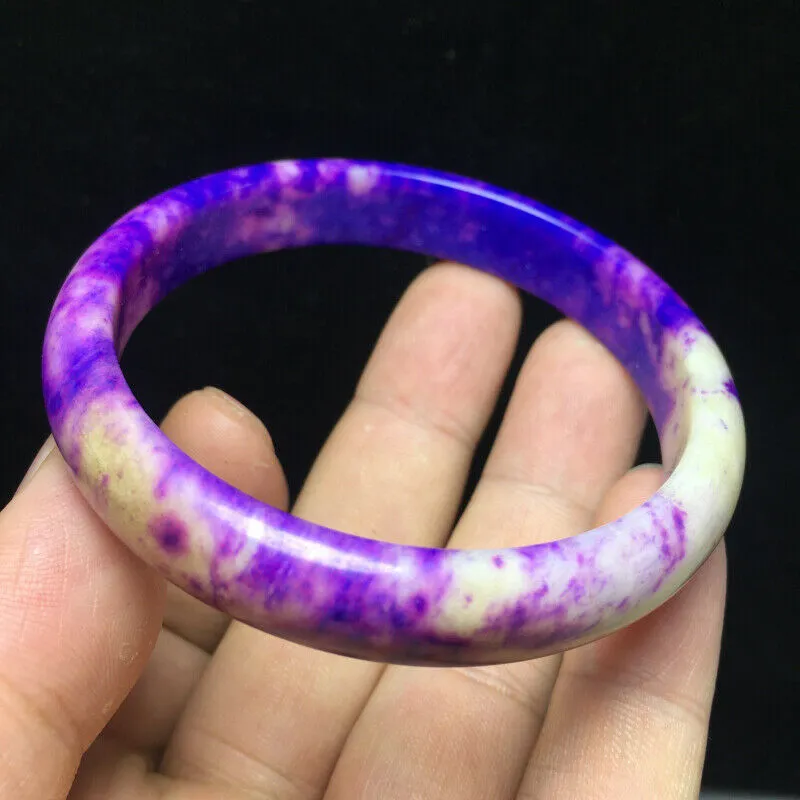10% OFF- 60/61/62mm Certified Natural Lavender Purple Jadeite Emerald A*Jade Handcarved Lucky Bangle S05