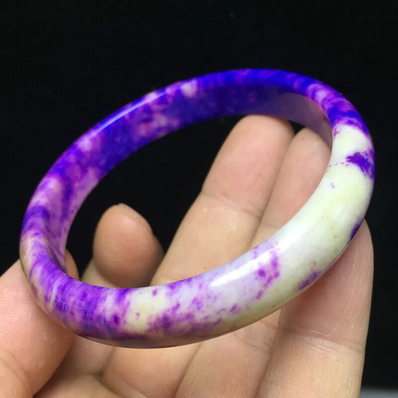 10% OFF- 60/61/62mm Certified Natural Lavender Purple Jadeite Emerald A*Jade Handcarved Lucky Bangle S05