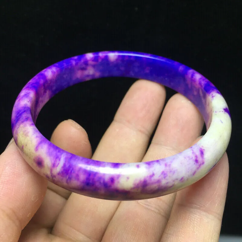 10% OFF- 60/61/62mm Certified Natural Lavender Purple Jadeite Emerald A*Jade Handcarved Lucky Bangle S05