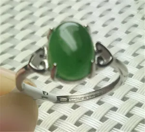 10% OFF- Certified Natural Emerald A*Jade Handcrafted Green Jade Heart Ring-925 Sterling Silver A1993