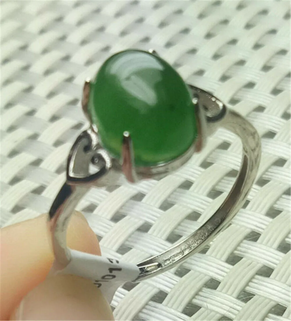 10% OFF- Certified Natural Emerald A*Jade Handcrafted Green Jade Heart Ring-925 Sterling Silver A1993