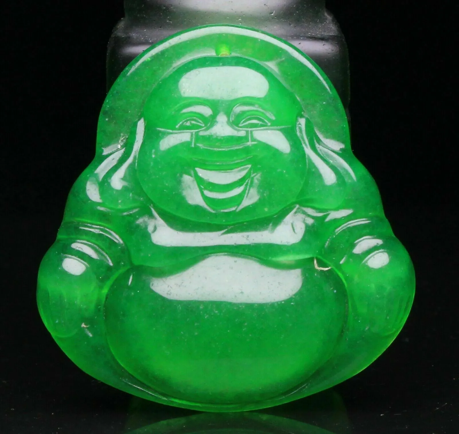 10% OFF- Certified Natural Jadeite Emerald A*Jade HandCarved Blessing Happy Buddha Pendant《Grade A》A1940