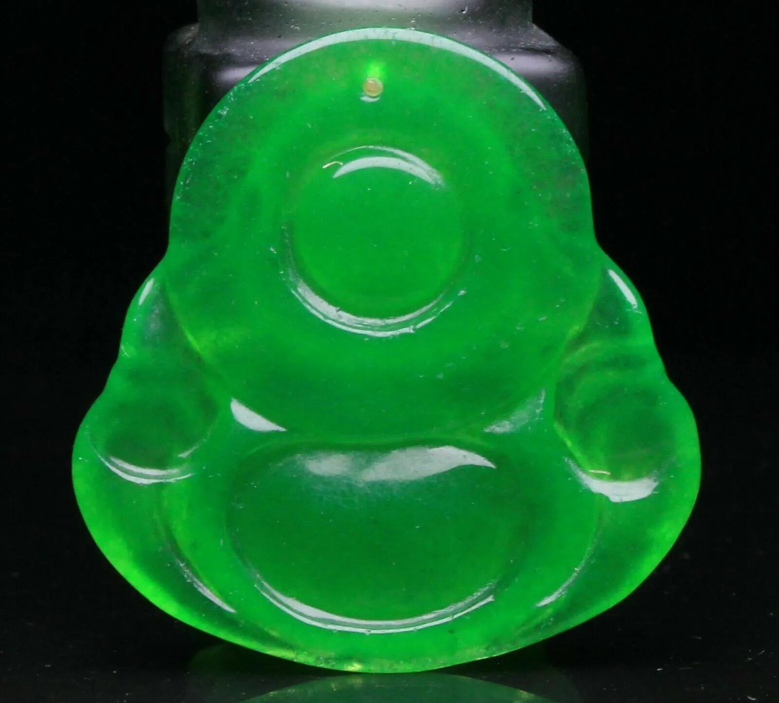 10% OFF- Certified Natural Jadeite Emerald A*Jade HandCarved Blessing Happy Buddha Pendant《Grade A》A1940