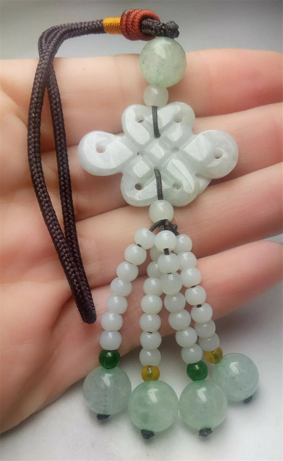 10% OFF- Certified Natural Jadeite Emerald A*Jade HandCarved Lucky Safe Car Rearview Mirror Pendant Lucky Hanging Ornament Decor A1033