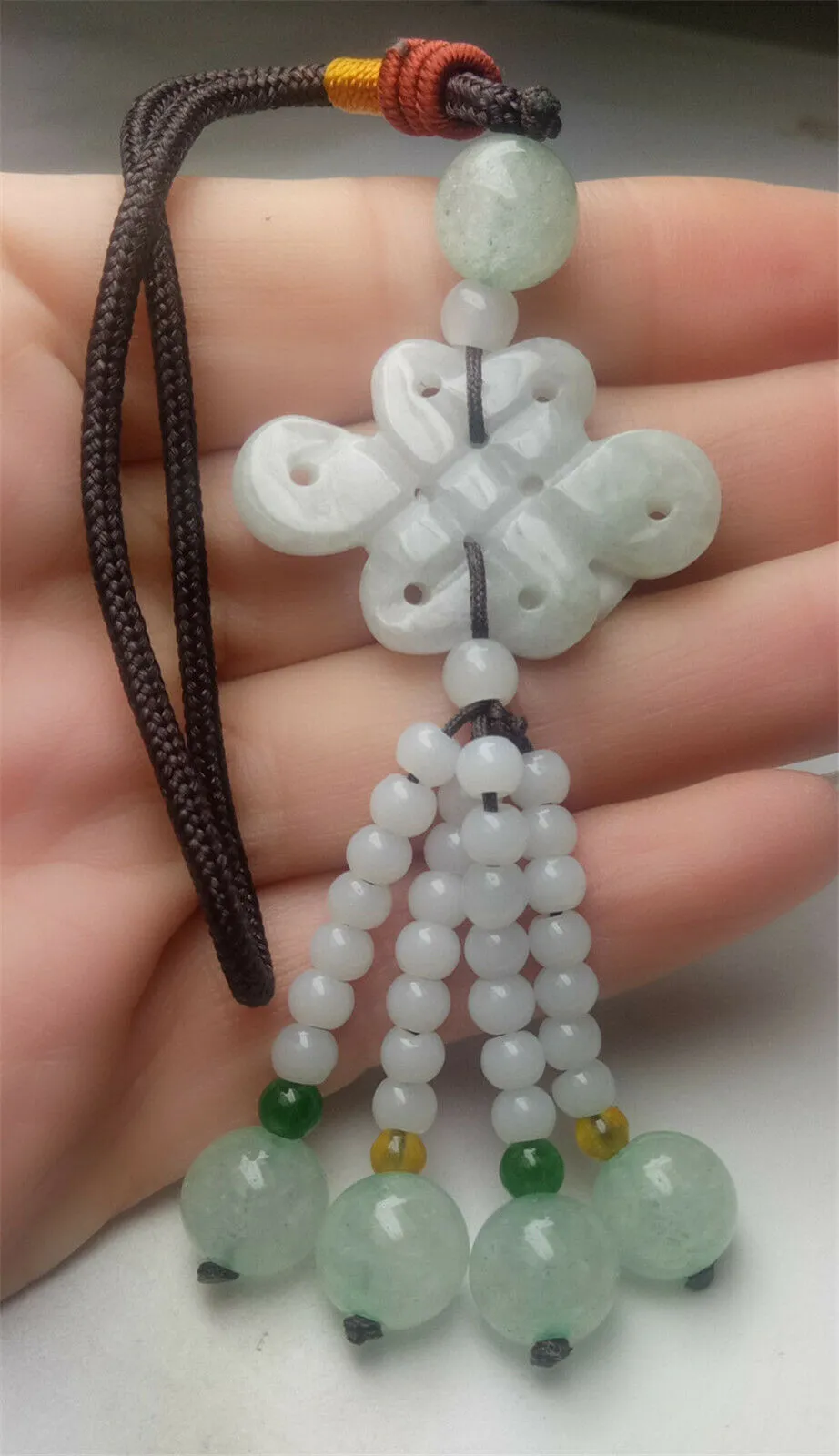 10% OFF- Certified Natural Jadeite Emerald A*Jade HandCarved Lucky Safe Car Rearview Mirror Pendant Lucky Hanging Ornament Decor A1033