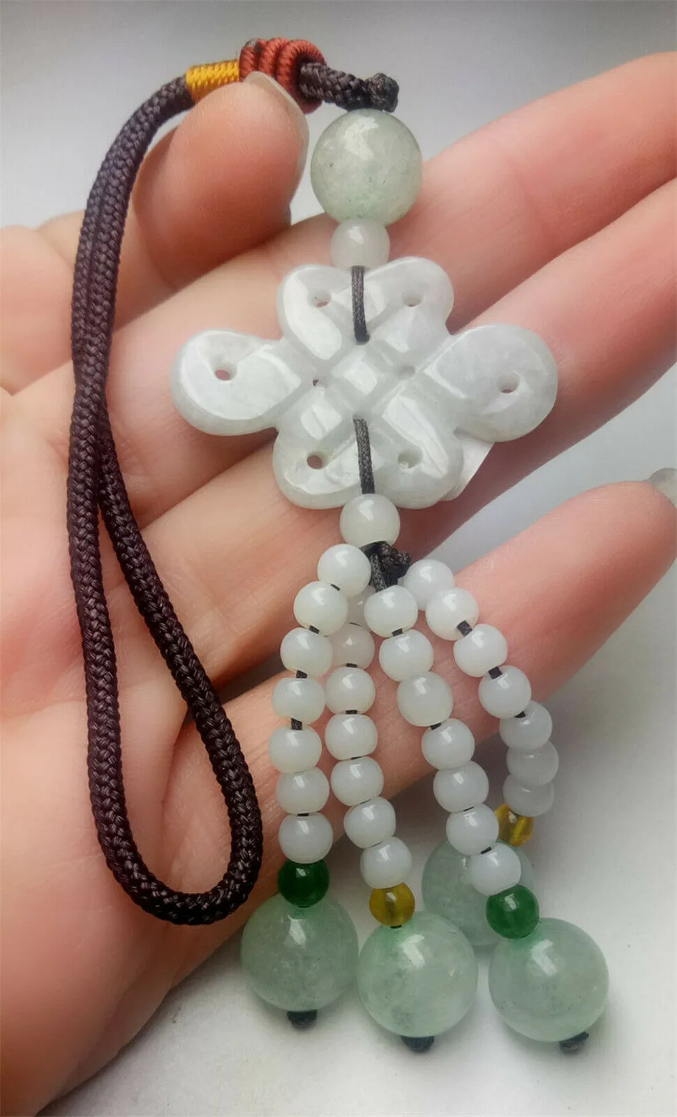 10% OFF- Certified Natural Jadeite Emerald A*Jade HandCarved Lucky Safe Car Rearview Mirror Pendant Lucky Hanging Ornament Decor A1033