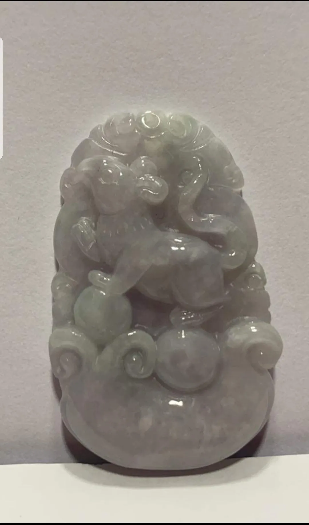 10% OFF- Certified Natural Lavender Light Green Jadeite Emerald A*Jade HandCarved Lucky Rat Pendant 2012