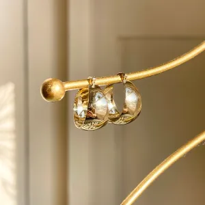 10KT Yellow Gold Shiny 10.5mm Tapered Round Hoop Earrings 21mm