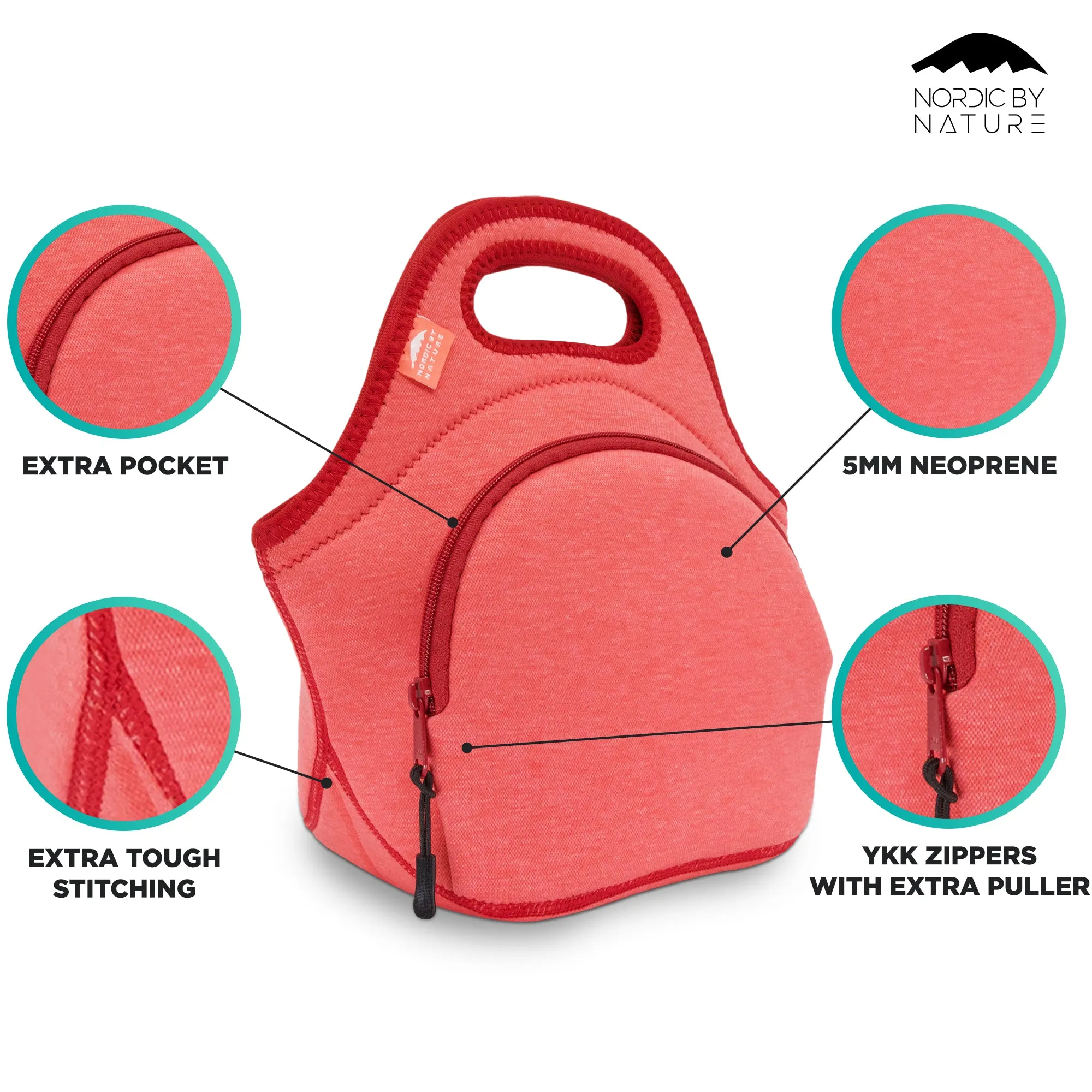 12" Cotton Lunch Bag Red