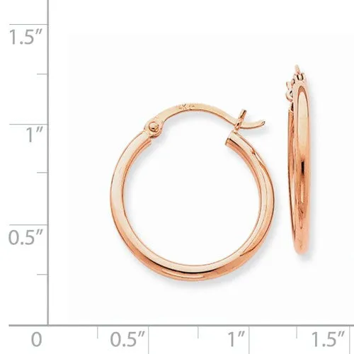 14 Karat Rose Gold 2mm 13/16 inch Hoop Earrings