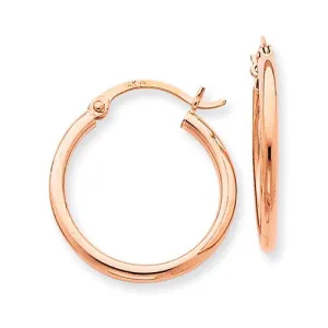 14 Karat Rose Gold 2mm 13/16 inch Hoop Earrings