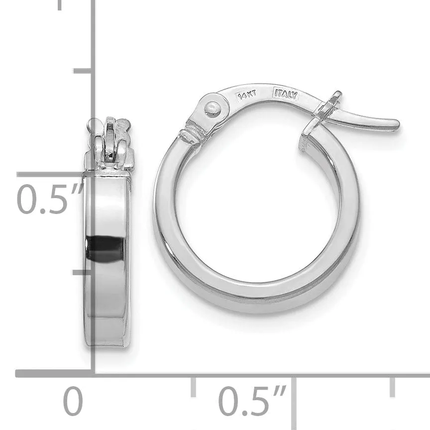 14k White Gold Polished Hoop Earrings