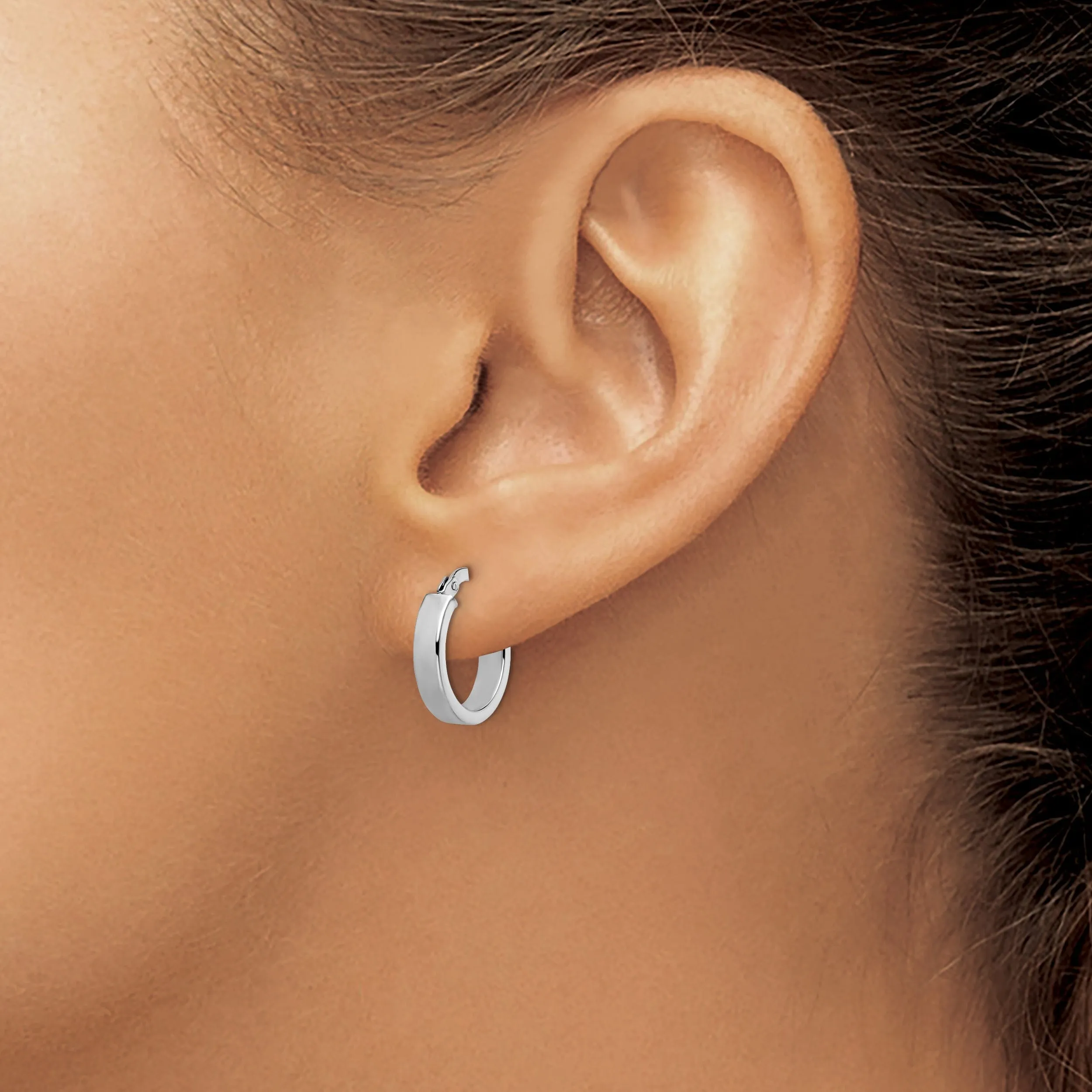 14k White Gold Polished Hoop Earrings