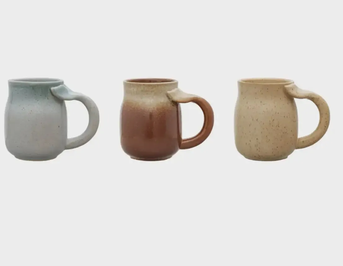 16 OZ. STONEWARE COFFEE MUG WITH WHALE TAIL HANDLE