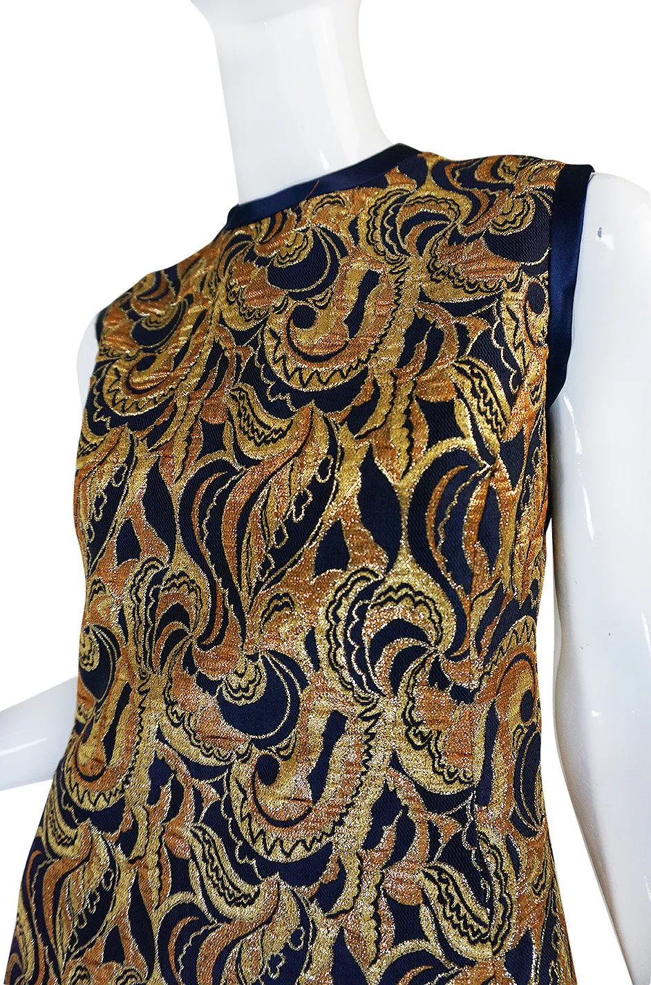 1960s Metallic Gold & Blue Malcolm Starr Dress & Jacket