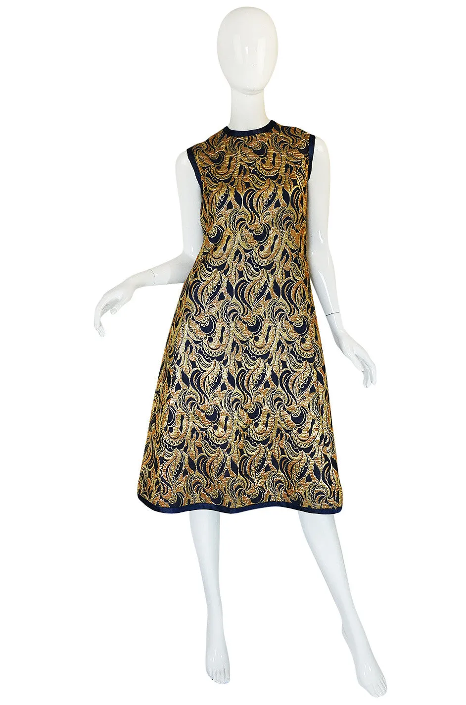 1960s Metallic Gold & Blue Malcolm Starr Dress & Jacket