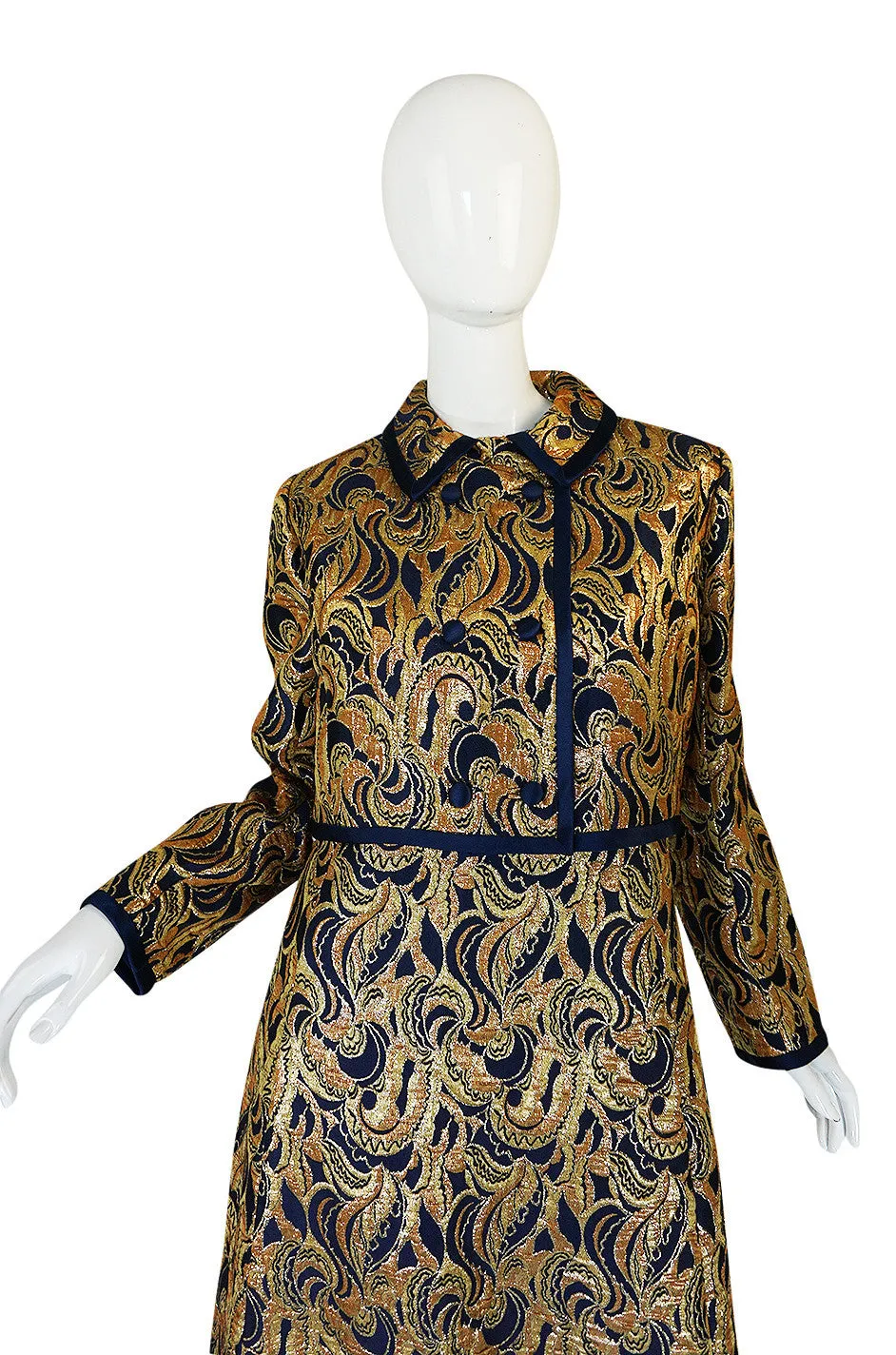 1960s Metallic Gold & Blue Malcolm Starr Dress & Jacket
