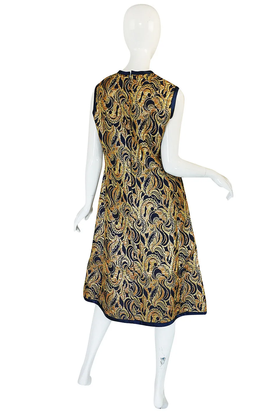 1960s Metallic Gold & Blue Malcolm Starr Dress & Jacket