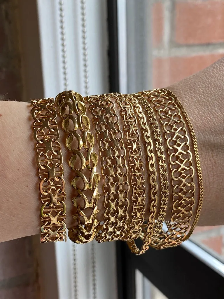 1963 Star link variation bracelet 18k gold - Swedish vintage - 7.5 inch length