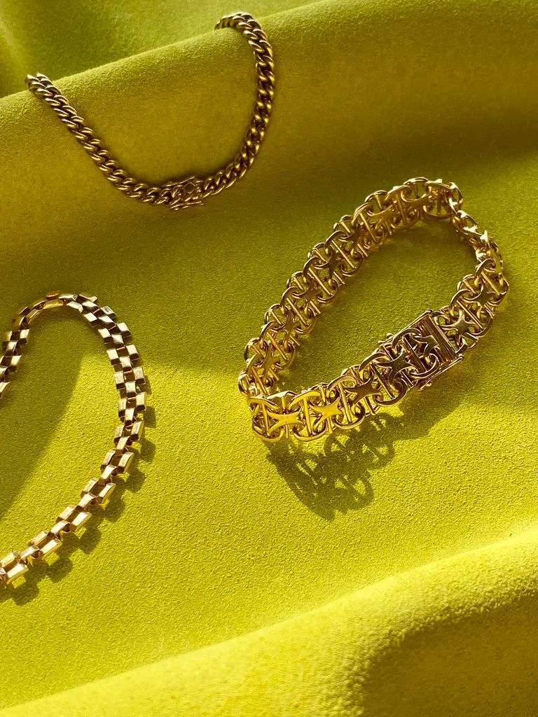 1963 Star link variation bracelet 18k gold - Swedish vintage - 7.5 inch length