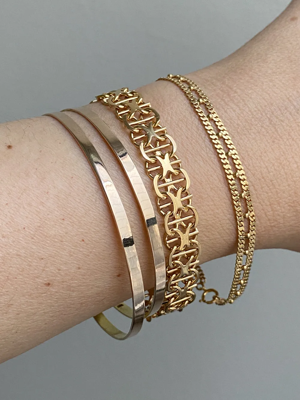 1963 Star link variation bracelet 18k gold - Swedish vintage - 7.5 inch length