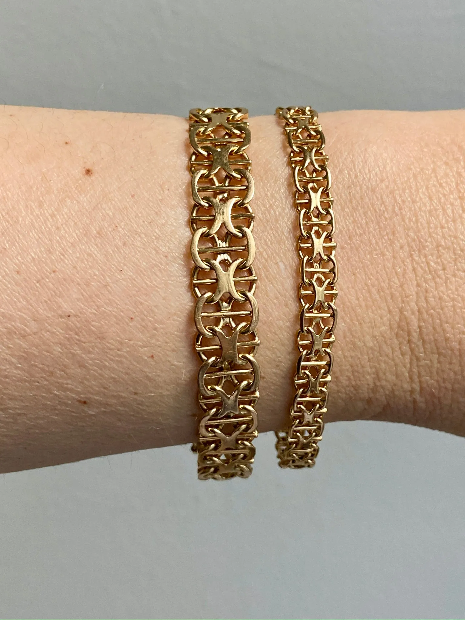 1963 Star link variation bracelet 18k gold - Swedish vintage - 7.5 inch length