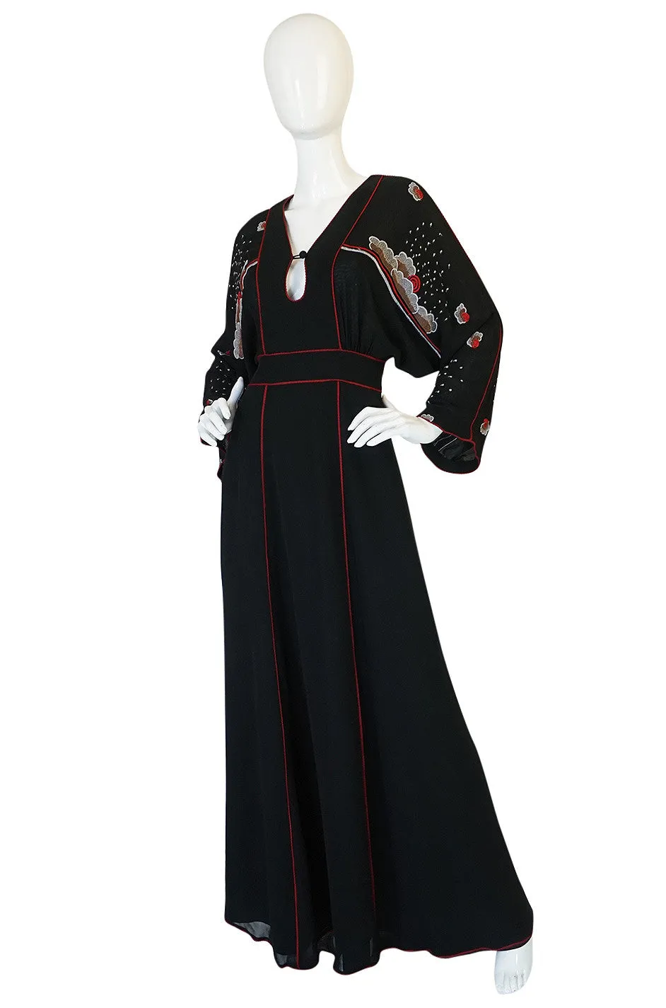 1970-74 Janice Wainwright Extensively Embroidered Caftan Dress