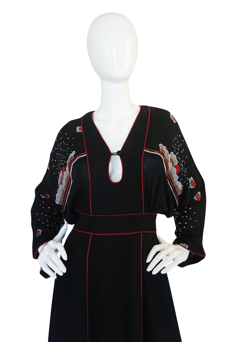 1970-74 Janice Wainwright Extensively Embroidered Caftan Dress