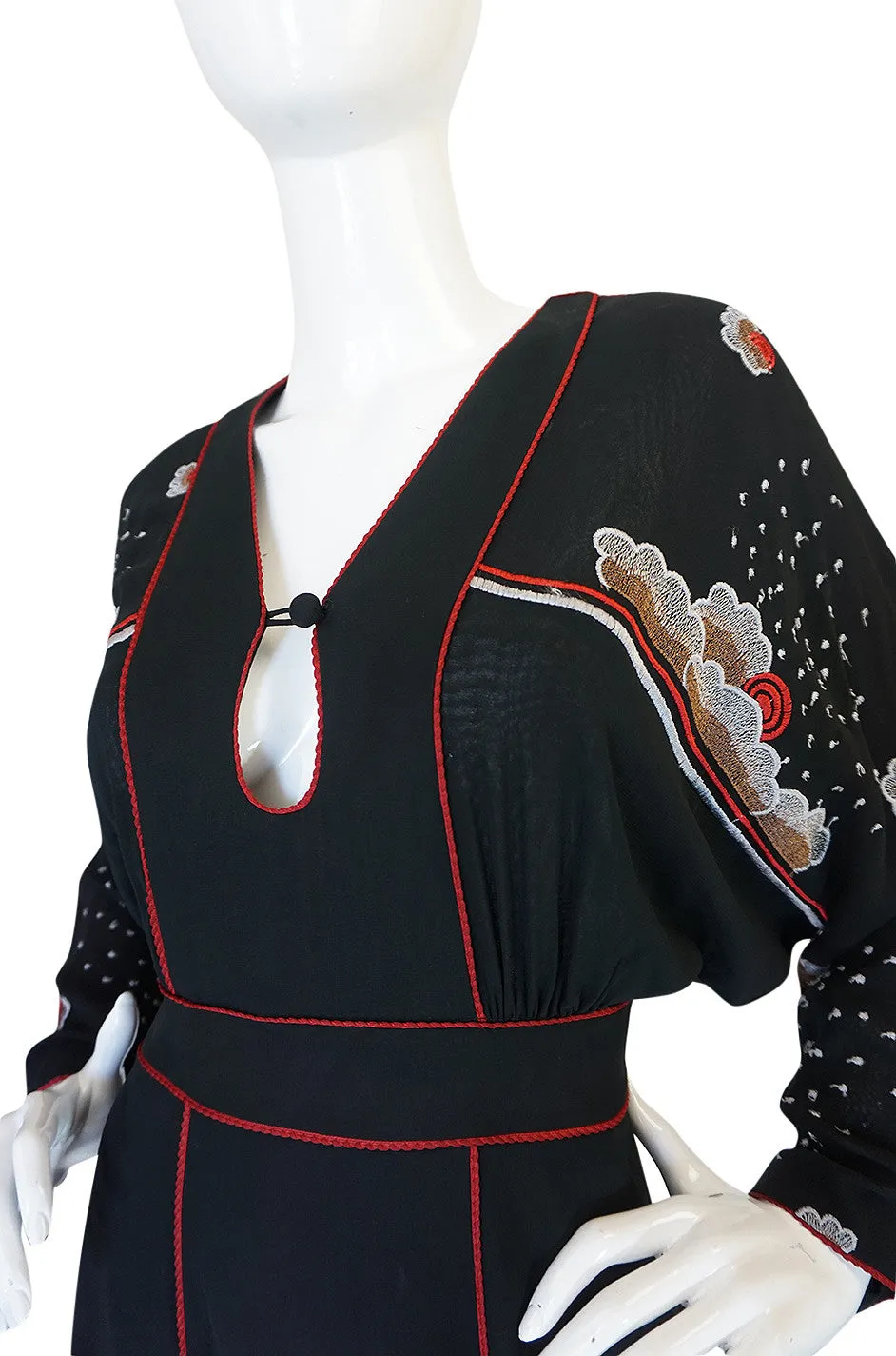 1970-74 Janice Wainwright Extensively Embroidered Caftan Dress